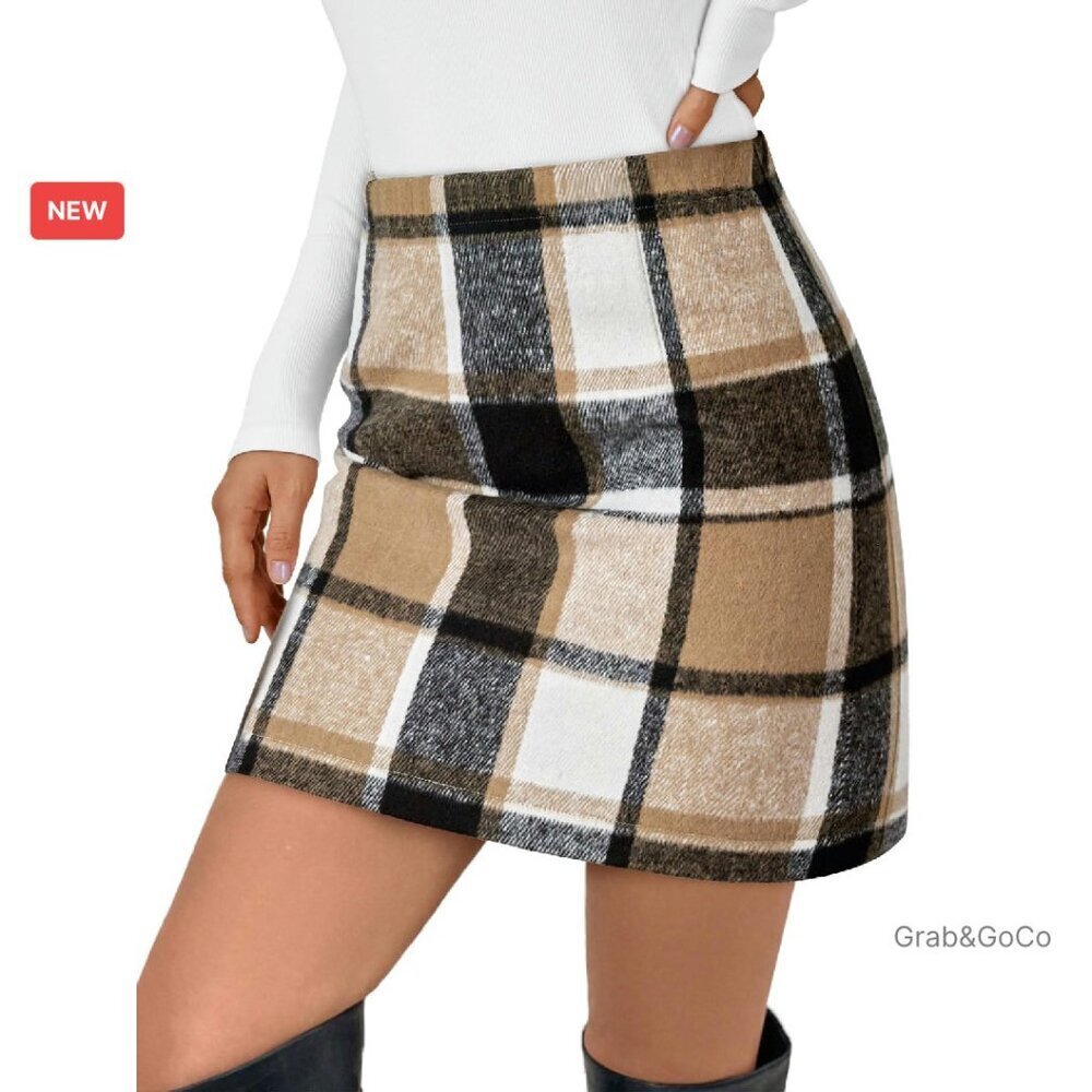 Plaid Corduroy Mini Skirt High Waist Bodycon Fall Winter Y2K Chic